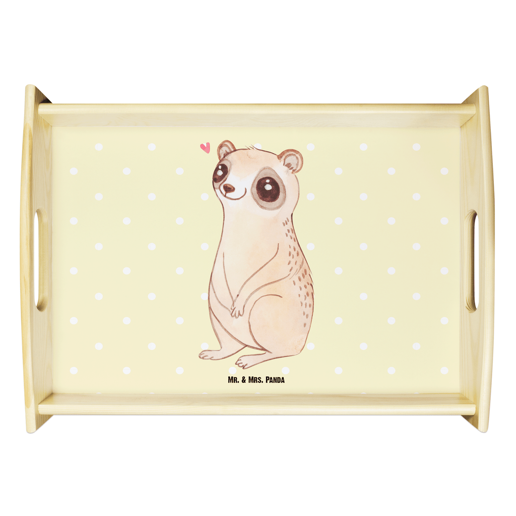 Serviertablett Plumplori Glücklich Tablett, Holztablett, Küchentablett, Dekotablett, Frühstückstablett, Tiermotive, Gute Laune, lustige Sprüche, Tiere, Plumplori, Niedlich, Glück