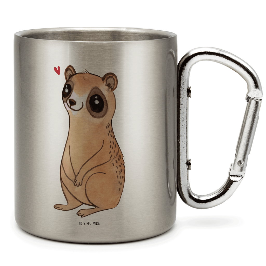 Edelstahlbecher Plumplori Glücklich Edelstahltasse, Karabiner, Edelstahlbecher, Outdoor, Camping, Tasse, Becher, Tiermotive, Gute Laune, lustige Sprüche, Tiere, Plumplori, Niedlich, Glück