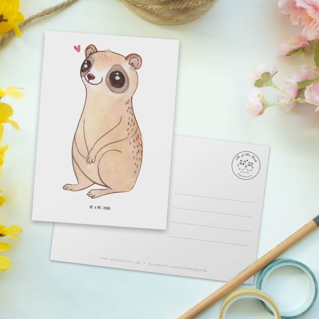 Postkarte Plumplori Glücklich Geschenkkarte, Grußkarte, Karte, Einladung, Ansichtskarte, Geburtstagskarte, Einladungskarte, Dankeskarte, Tiermotive, Gute Laune, lustige Sprüche, Tiere, Plumplori, Niedlich, Glück