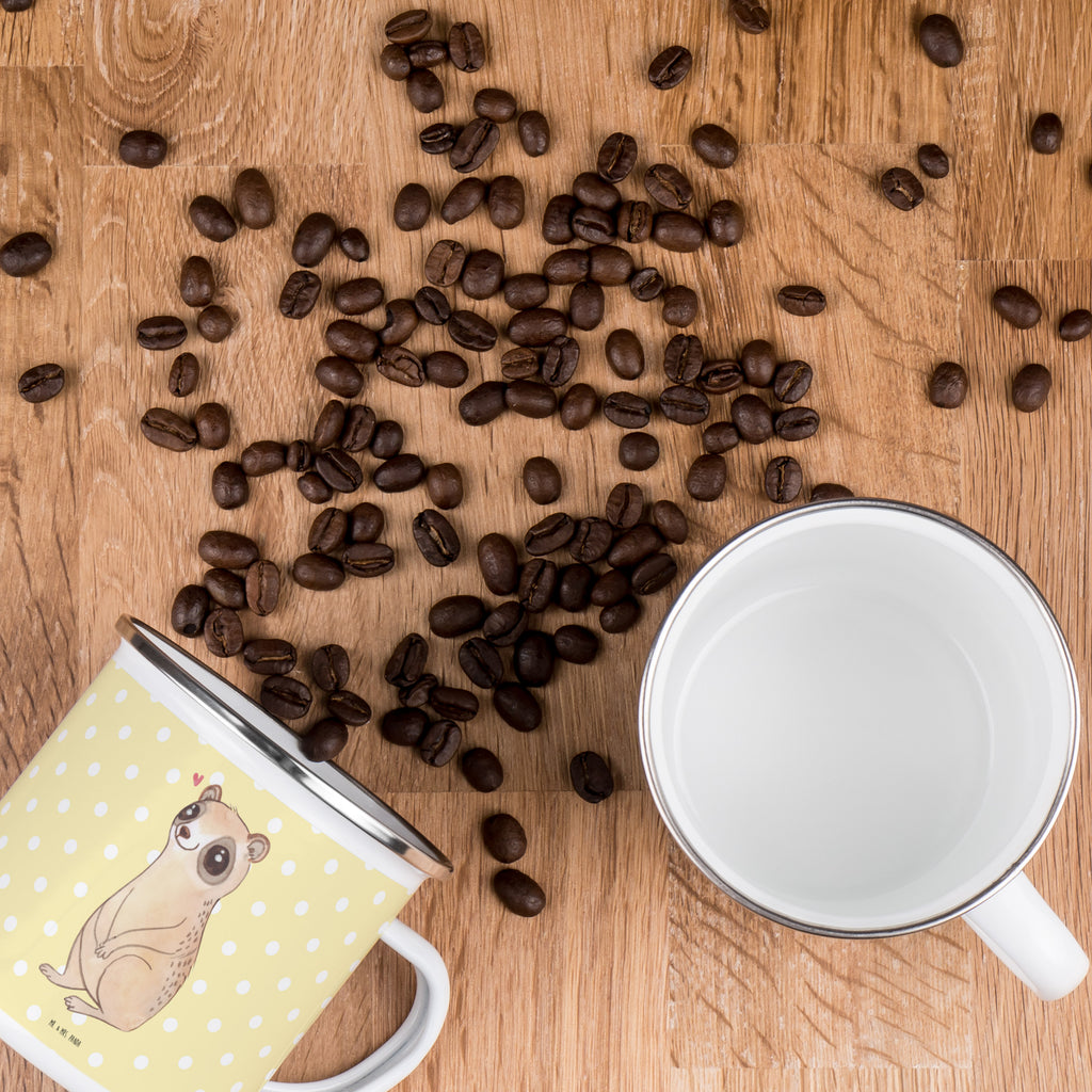 Camping Emaille Tasse Plumplori Glücklich Campingtasse, Trinkbecher, Metalltasse, Outdoor Tasse, Emaille Trinkbecher, Blechtasse Outdoor, Emaille Campingbecher, Edelstahl Trinkbecher, Metalltasse für Camping, Kaffee Blechtasse, Camping Tasse Metall, Tiermotive, Gute Laune, lustige Sprüche, Tiere, Plumplori, Niedlich, Glück
