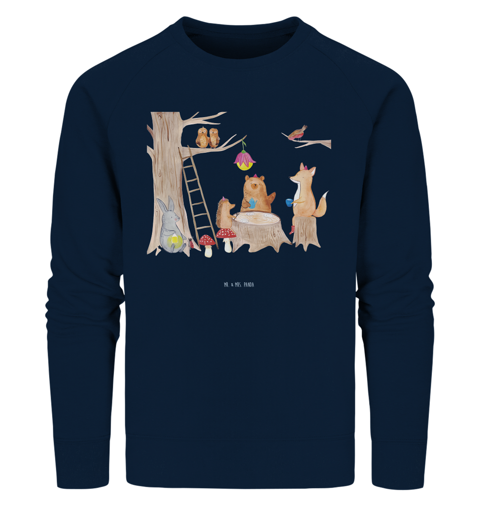 Organic Pullover Waldtiere Picknick Pullover, Pullover Männer, Pullover Frauen, Sweatshirt, Sweatshirt Männer, Sweatshirt Frauen, Unisex, Tiermotive, Gute Laune, lustige Sprüche, Tiere, Waldtiere, Picknick, Wald, Fuchs, Hase, Igel, Maus, Eichhörnchen