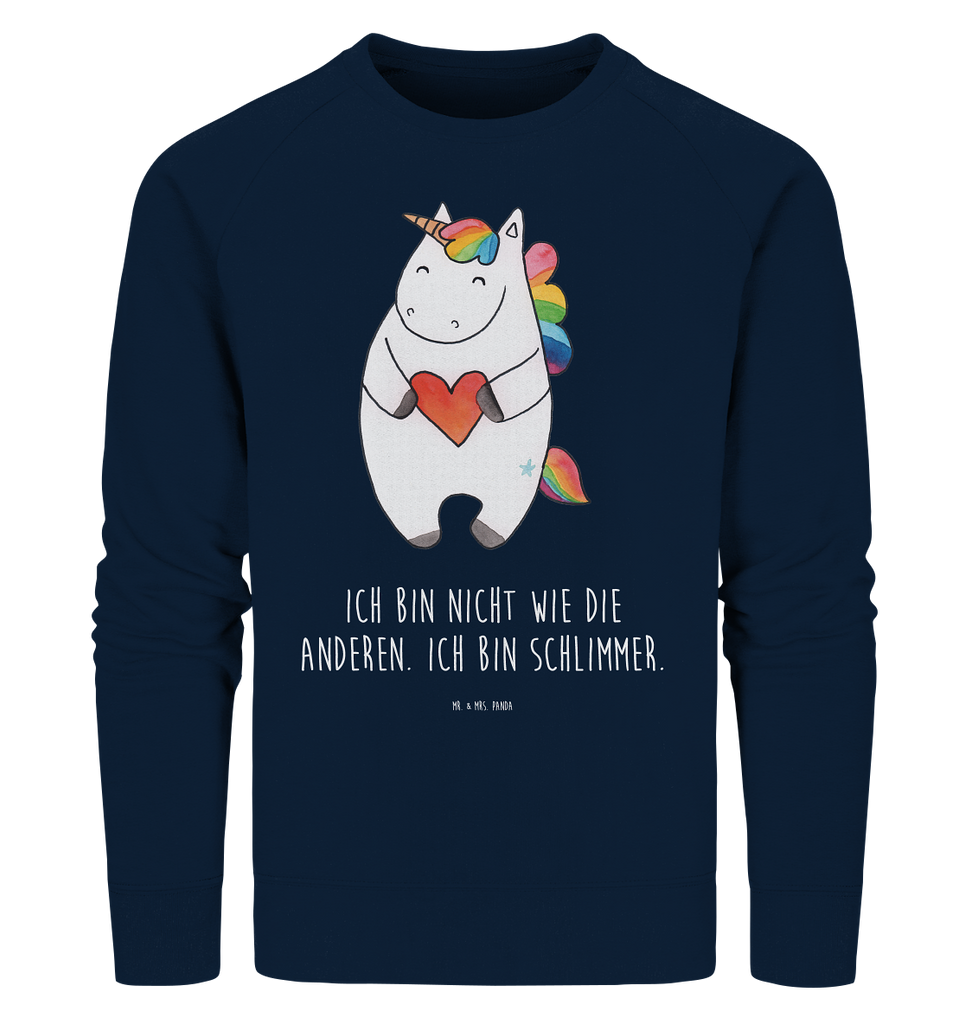 Organic Pullover Einhorn Herz Pullover, Pullover Männer, Pullover Frauen, Sweatshirt, Sweatshirt Männer, Sweatshirt Frauen, Unisex, Einhorn, Einhörner, Einhorn Deko, Pegasus, Unicorn, Herz, schlimm, böse, witzig, lustig, Freundin, anders, bunt