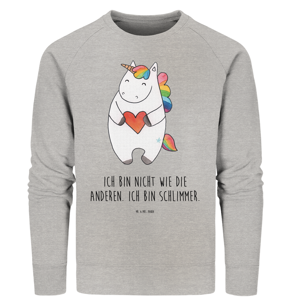 Organic Pullover Einhorn Herz Pullover, Pullover Männer, Pullover Frauen, Sweatshirt, Sweatshirt Männer, Sweatshirt Frauen, Unisex, Einhorn, Einhörner, Einhorn Deko, Pegasus, Unicorn, Herz, schlimm, böse, witzig, lustig, Freundin, anders, bunt