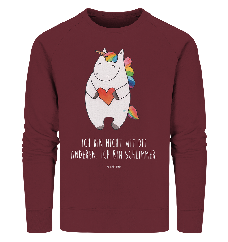 Organic Pullover Einhorn Herz Pullover, Pullover Männer, Pullover Frauen, Sweatshirt, Sweatshirt Männer, Sweatshirt Frauen, Unisex, Einhorn, Einhörner, Einhorn Deko, Pegasus, Unicorn, Herz, schlimm, böse, witzig, lustig, Freundin, anders, bunt