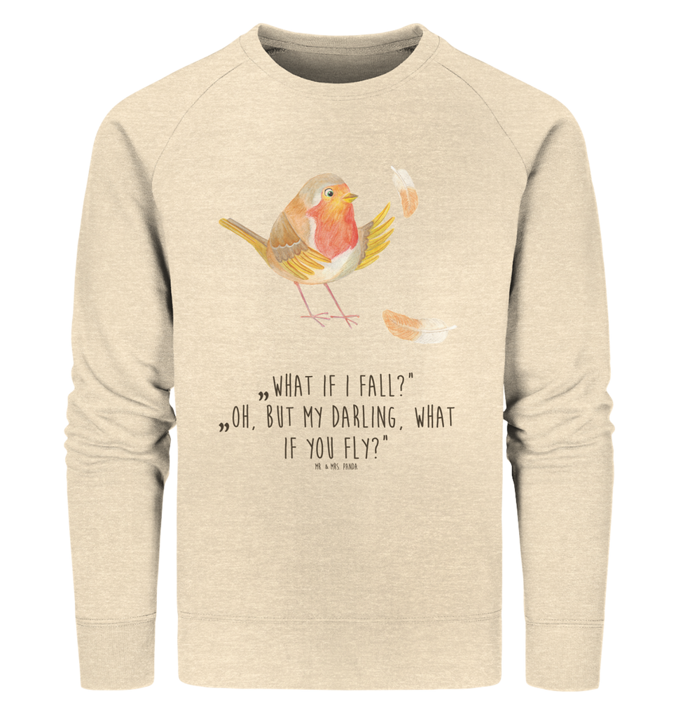 Organic Pullover Rotkehlchen mit Federn Pullover, Pullover Männer, Pullover Frauen, Sweatshirt, Sweatshirt Männer, Sweatshirt Frauen, Unisex, Tiermotive, Gute Laune, lustige Sprüche, Tiere, What if i fall, Rotkehlchen, Spruch Motivation, Spruch Mut, Vogel, Motivation Sprüche, Motivationsbilder, fliegen