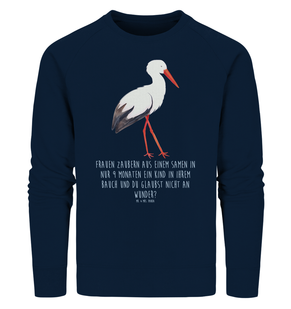 Organic Pullover Storch Pullover, Pullover Männer, Pullover Frauen, Sweatshirt, Sweatshirt Männer, Sweatshirt Frauen, Unisex, Tiermotive, Gute Laune, lustige Sprüche, Tiere, Storch, Störche, Schwangerschaft, Geburt, Mutter, Mütter, Mutter werden, Schwanger, Babybauch, Baby