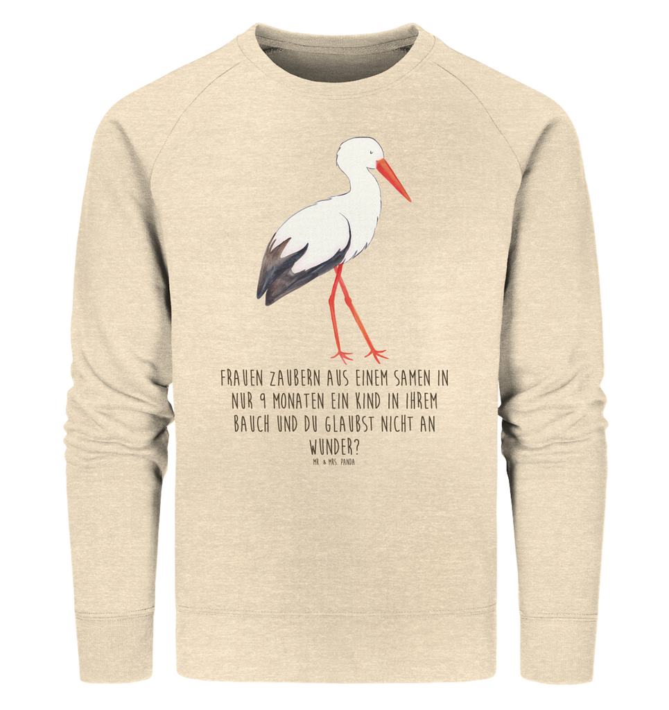 Organic Pullover Storch Pullover, Pullover Männer, Pullover Frauen, Sweatshirt, Sweatshirt Männer, Sweatshirt Frauen, Unisex, Tiermotive, Gute Laune, lustige Sprüche, Tiere, Storch, Störche, Schwangerschaft, Geburt, Mutter, Mütter, Mutter werden, Schwanger, Babybauch, Baby