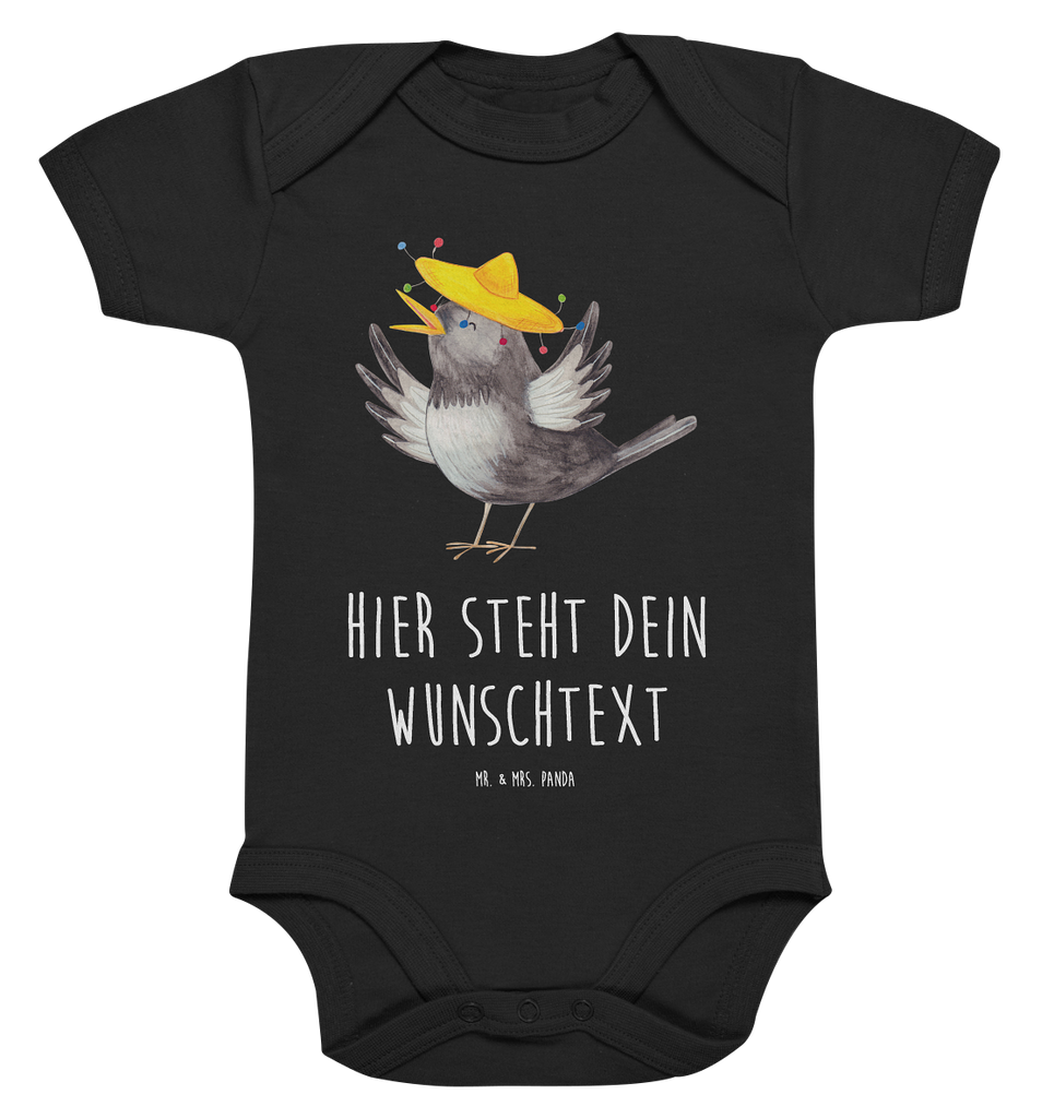Personalisierter Baby Body Rabe mit Sombrero Personalisierter Baby Body, Personalisierte Babykleidung, Personalisierter Babystrampler, Personalisierter Strampler, Personalisierter Wickelbody, Personalisierte Baby Erstausstattung, Junge, Mädchen, Tiermotive, Gute Laune, lustige Sprüche, Tiere, Rabe, Vogel, Vögel, Spruch positiv, fröhlich sein, glücklich sein, Glück Spruch, froh, Elster, Motivation