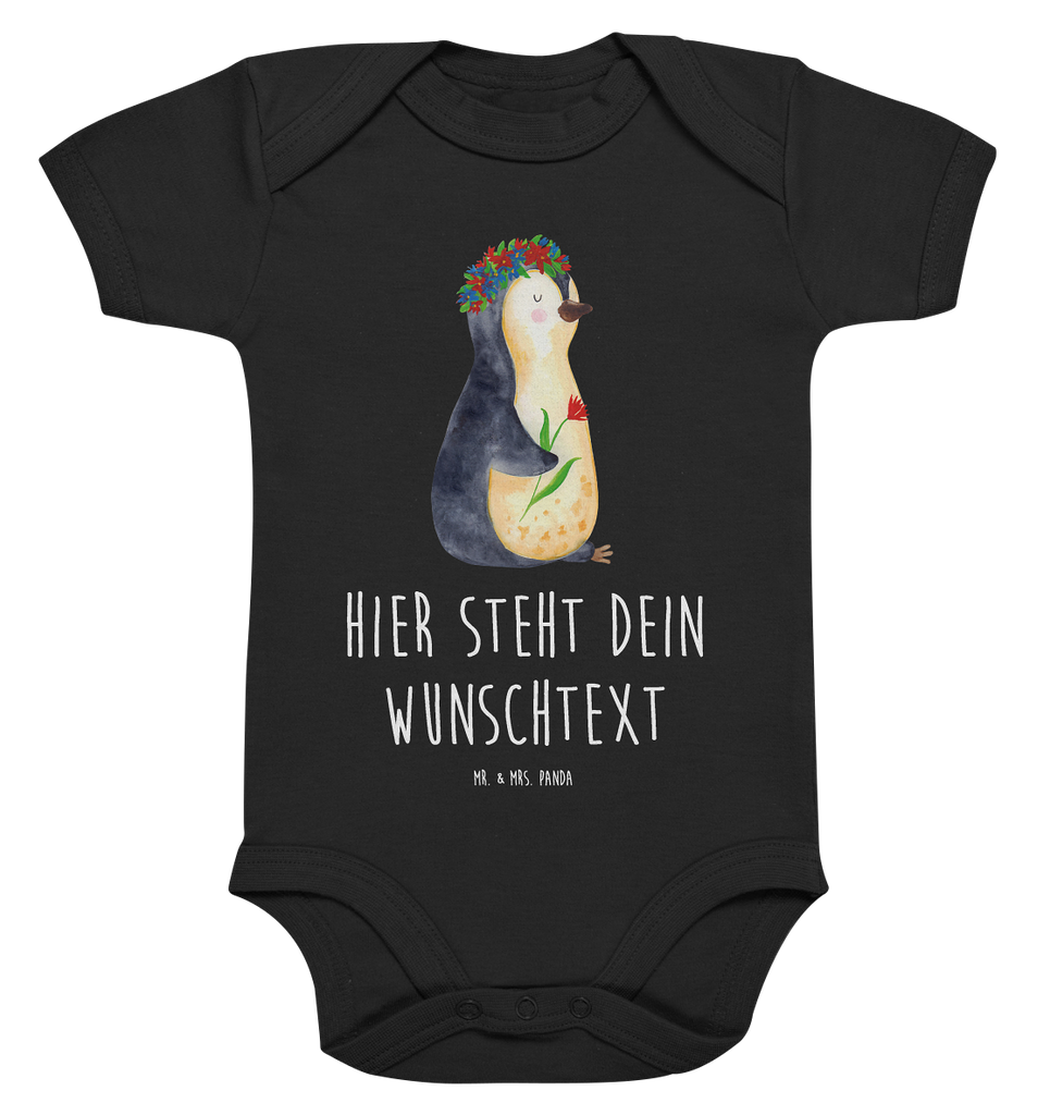 Personalisierter Baby Body Pinguin Blumenkranz Personalisierter Baby Body, Personalisierte Babykleidung, Personalisierter Babystrampler, Personalisierter Strampler, Personalisierter Wickelbody, Personalisierte Baby Erstausstattung, Junge, Mädchen, Pinguin, Pinguine, Blumenkranz, Universum, Leben, Wünsche, Ziele, Lebensziele, Motivation, Lebenslust, Liebeskummer, Geschenkidee