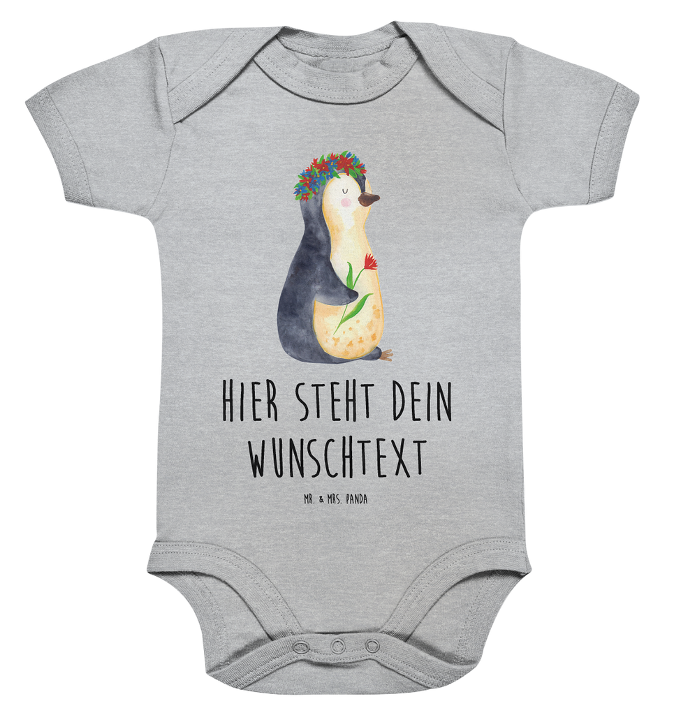 Personalisierter Baby Body Pinguin Blumenkranz Personalisierter Baby Body, Personalisierte Babykleidung, Personalisierter Babystrampler, Personalisierter Strampler, Personalisierter Wickelbody, Personalisierte Baby Erstausstattung, Junge, Mädchen, Pinguin, Pinguine, Blumenkranz, Universum, Leben, Wünsche, Ziele, Lebensziele, Motivation, Lebenslust, Liebeskummer, Geschenkidee