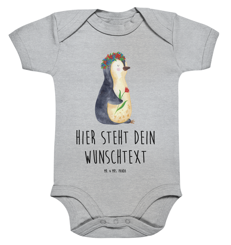 Personalisierter Baby Body Pinguin Blumenkranz Personalisierter Baby Body, Personalisierte Babykleidung, Personalisierter Babystrampler, Personalisierter Strampler, Personalisierter Wickelbody, Personalisierte Baby Erstausstattung, Junge, Mädchen, Pinguin, Pinguine, Blumenkranz, Universum, Leben, Wünsche, Ziele, Lebensziele, Motivation, Lebenslust, Liebeskummer, Geschenkidee