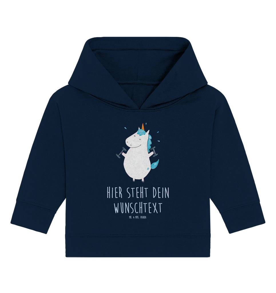 Personalisierter Baby Hoodie Einhorn Fitness Personalisierter Baby Hoodie, Baby Hoodie mit Namen, Babyhoodie Wunschtext, Einhorn, Einhörner, Einhorn Deko, Pegasus, Unicorn, Gym, Fitness, Fitnessstudio, Diät, Abnehmen, Sport, Pumpen, Geräte, Sixpack
