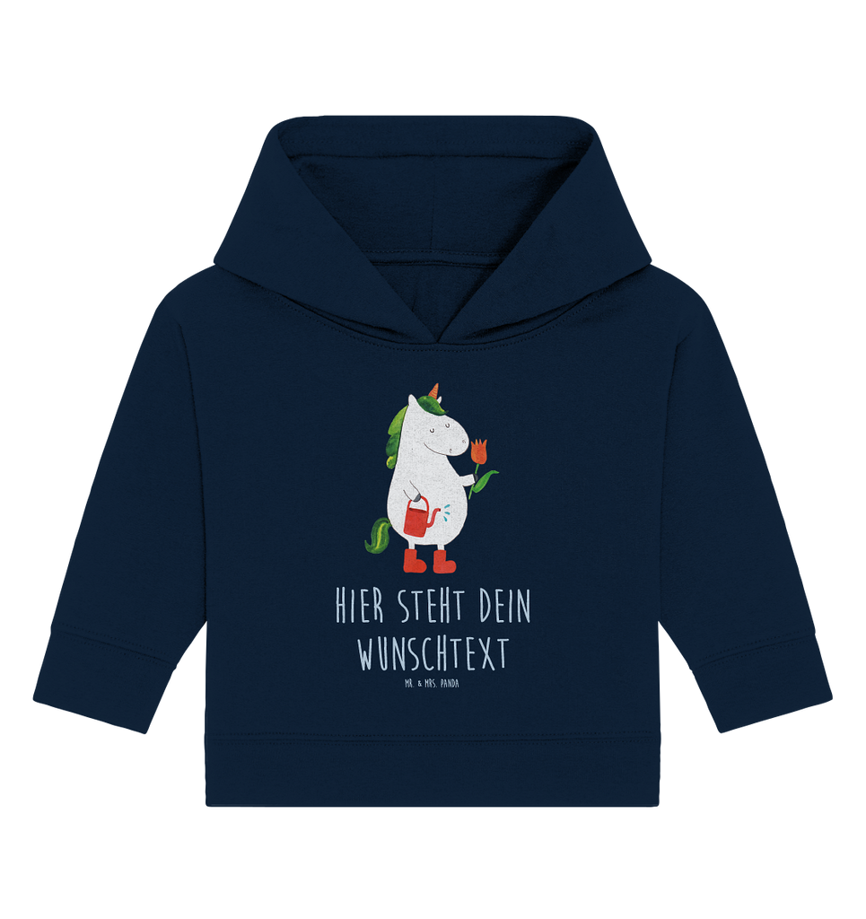 Personalisierter Baby Hoodie Einhorn Gärtner Personalisierter Baby Hoodie, Baby Hoodie mit Namen, Babyhoodie Wunschtext, Einhorn, Einhörner, Einhorn Deko, Pegasus, Unicorn, Luftballon, Gießkanne, Giesskanne, Lebenslust, Freude, Blume, Freundin, Garten, Stiefel