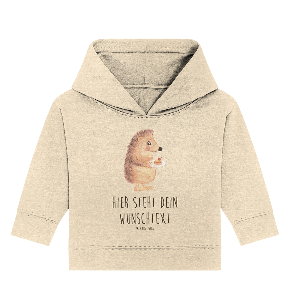 Personalisierter Baby Hoodie Igel mit Kuchenstück Personalisierter Baby Hoodie, Baby Hoodie mit Namen, Babyhoodie Wunschtext, Tiermotive, Gute Laune, lustige Sprüche, Tiere, Igel, Essen Spruch, Kuchen, Backen Geschenk, Kuchen backen, Einladung Party, Geburtstagskuchen, Torte