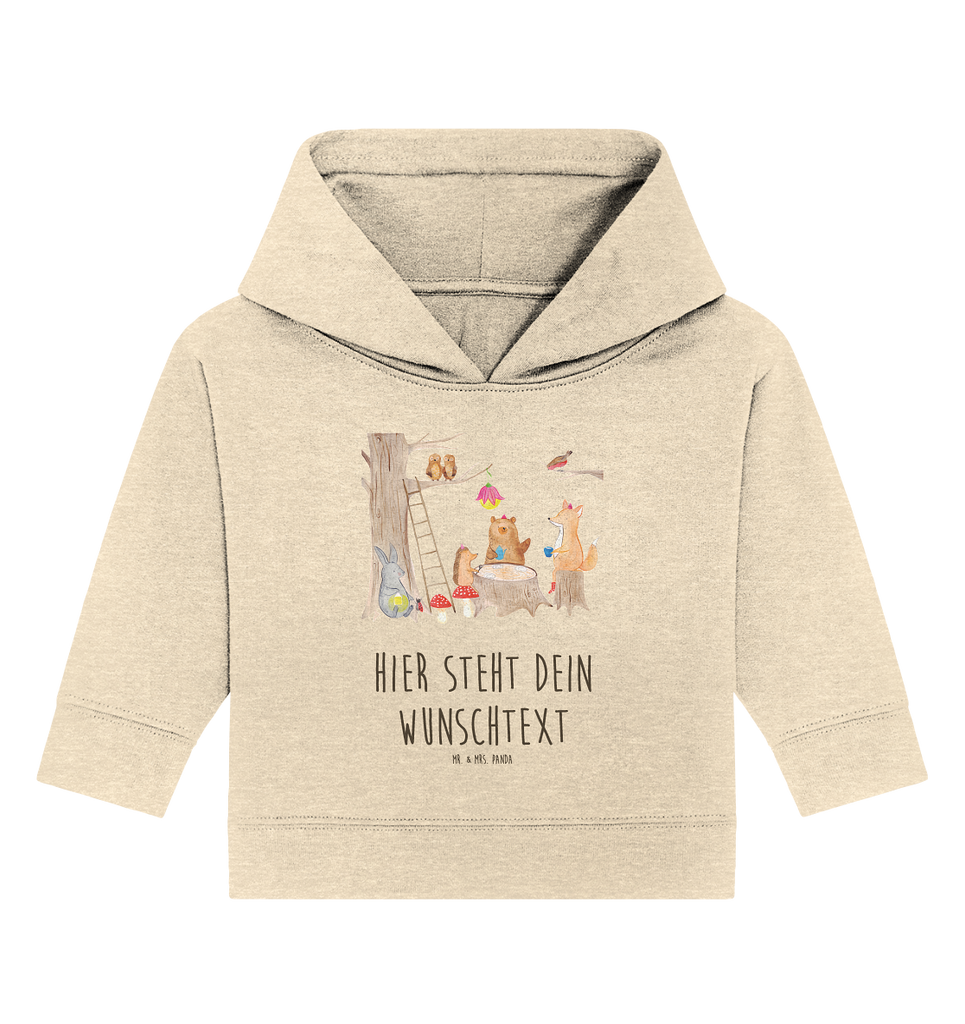 Personalisierter Baby Hoodie Waldtiere Picknick Personalisierter Baby Hoodie, Baby Hoodie mit Namen, Babyhoodie Wunschtext, Tiermotive, Gute Laune, lustige Sprüche, Tiere, Waldtiere, Picknick, Wald, Fuchs, Hase, Igel, Maus, Eichhörnchen