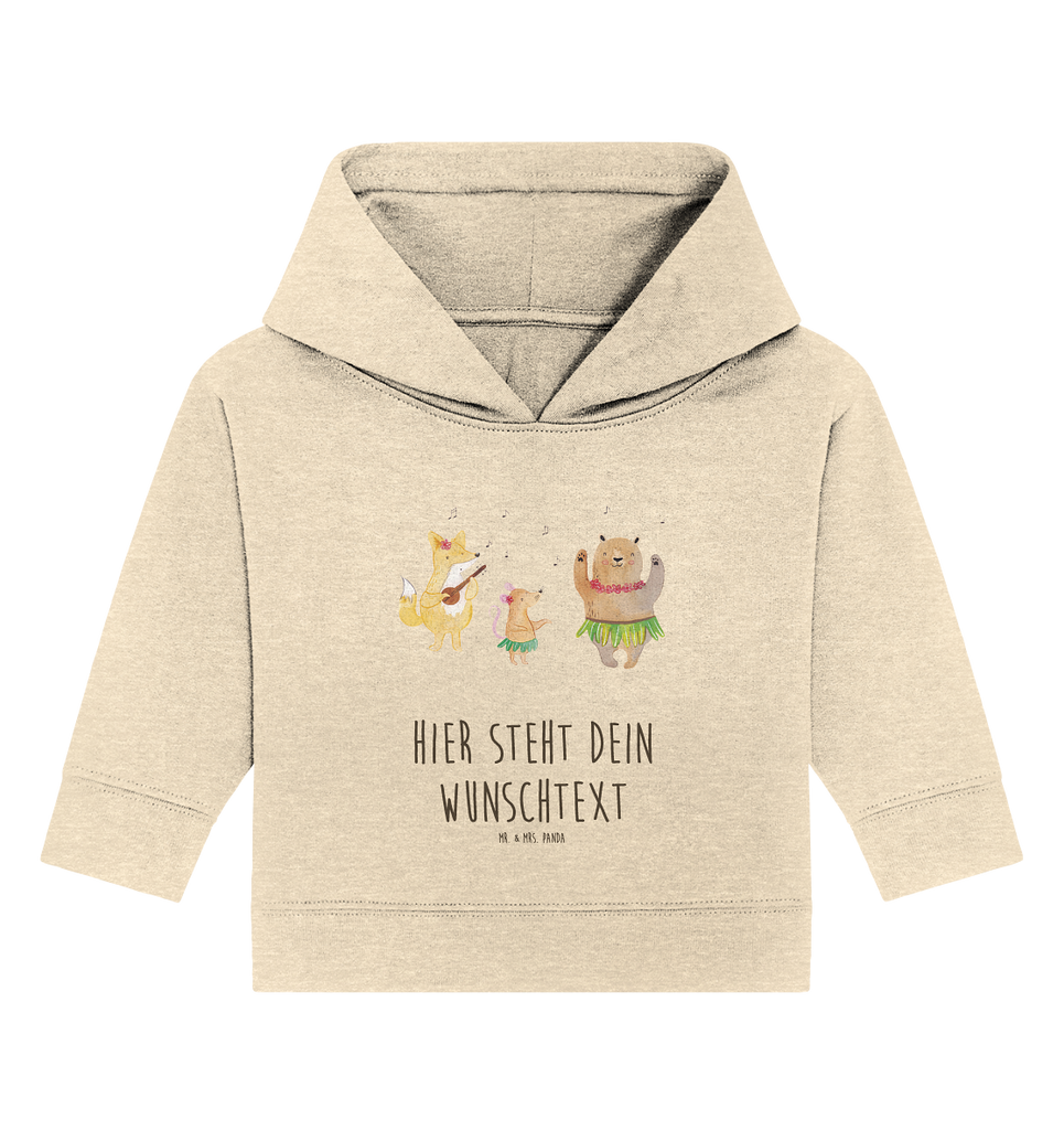 Personalisierter Baby Hoodie Waldtiere Aloha Personalisierter Baby Hoodie, Baby Hoodie mit Namen, Babyhoodie Wunschtext, Tiermotive, Gute Laune, lustige Sprüche, Tiere, Wald, Waldtiere, Musik, Aloha, Bär, Hase, Igel, Tanzen, Leben, Lachen