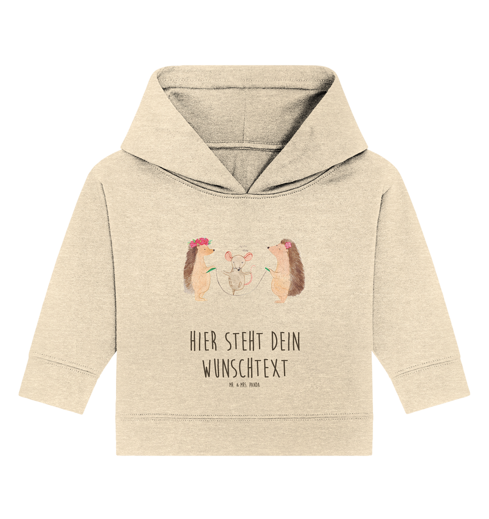 Personalisierter Baby Hoodie Igel Seilhüpfen Personalisierter Baby Hoodie, Baby Hoodie mit Namen, Babyhoodie Wunschtext, Tiermotive, Gute Laune, lustige Sprüche, Tiere, Igel, Maus, Seilspringen, Seilhüpfen, Kinder, Kindergarten