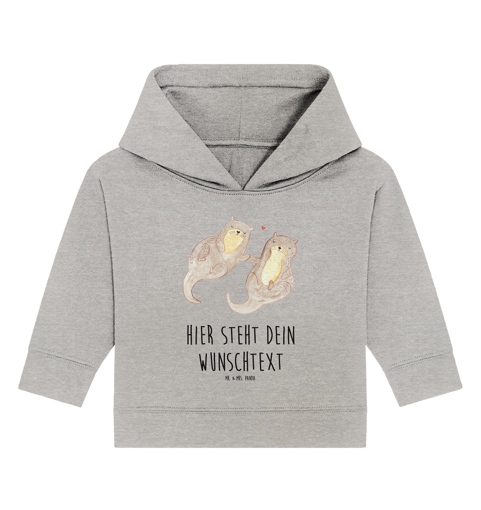 Personalisierter Baby Hoodie Otter händchenhaltend Personalisierter Baby Hoodie, Baby Hoodie mit Namen, Babyhoodie Wunschtext, Otter, Fischotter, Seeotter, Otter Seeotter See Otter