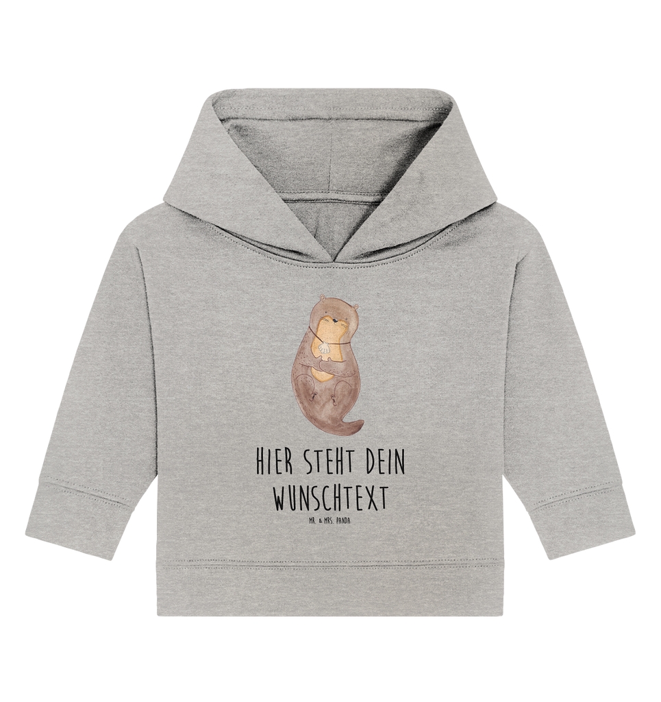 Personalisierter Baby Hoodie Otter mit Muschelmedaillon Personalisierter Baby Hoodie, Baby Hoodie mit Namen, Babyhoodie Wunschtext, Otter, Fischotter, Seeotter, Otterliebe, grübeln, träumen, Motivation, Tagträumen, Büro