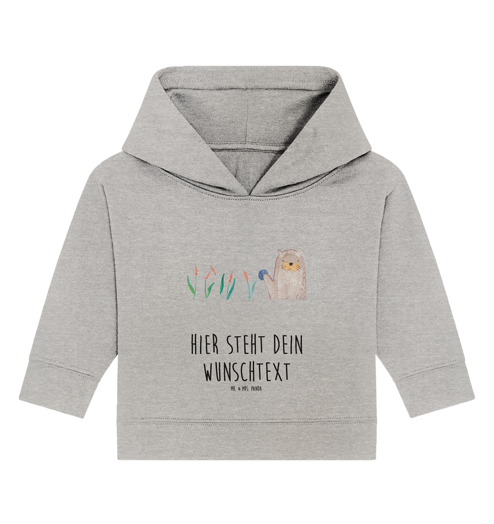 Personalisierter Baby Hoodie Otter mit Stein Personalisierter Baby Hoodie, Baby Hoodie mit Namen, Babyhoodie Wunschtext, Otter, Fischotter, Seeotter, Otter Seeotter See Otter