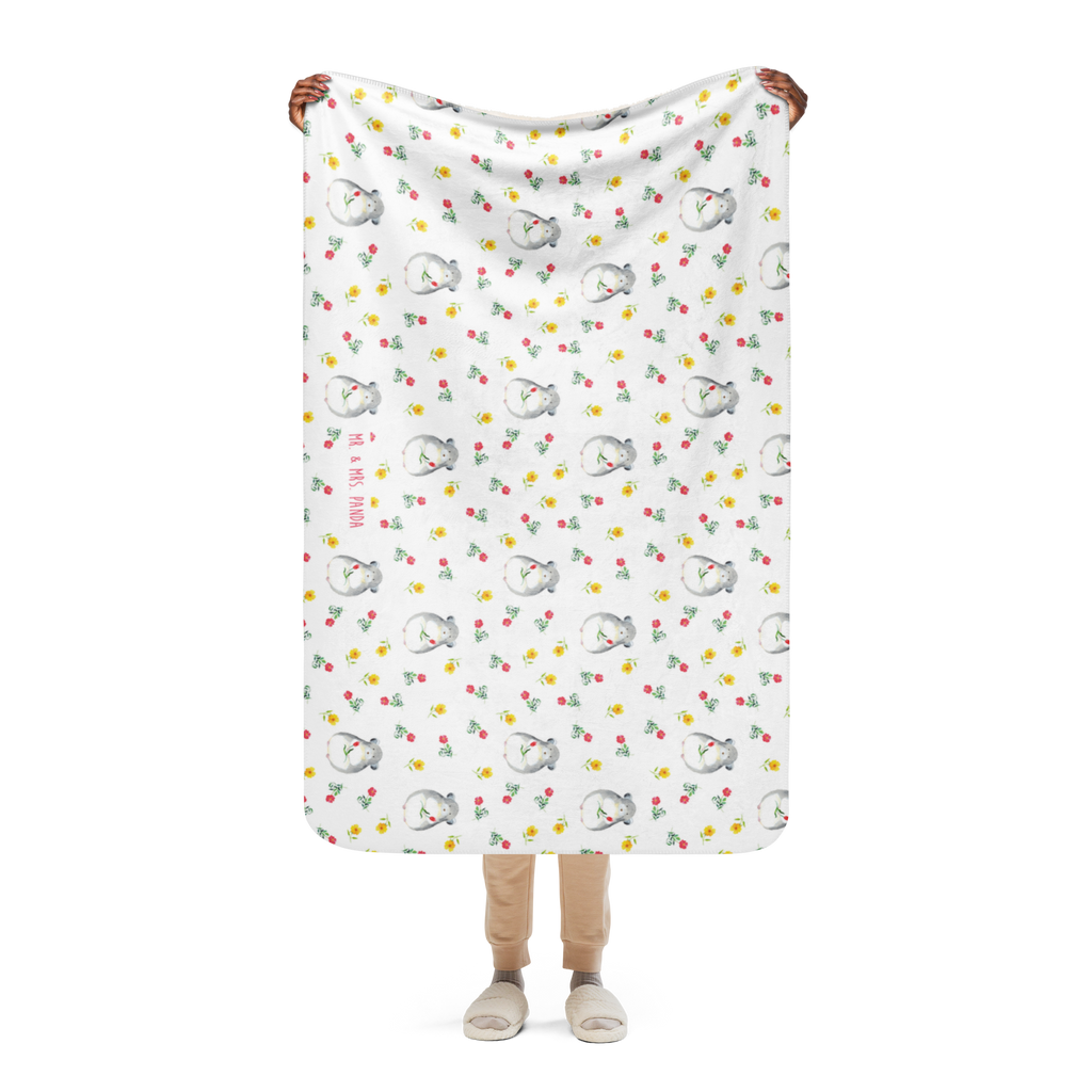 Sherpa Kuscheldecke Chinchilla mit Blume Tiermotive, Gute Laune, lustige Sprüche, Tiere, Chinchilla, Chinchillas, Liebeskummer, Kummer, Depressionen, traurig sein, Chaos, Glücklichsein, Büro, Büroalltag
