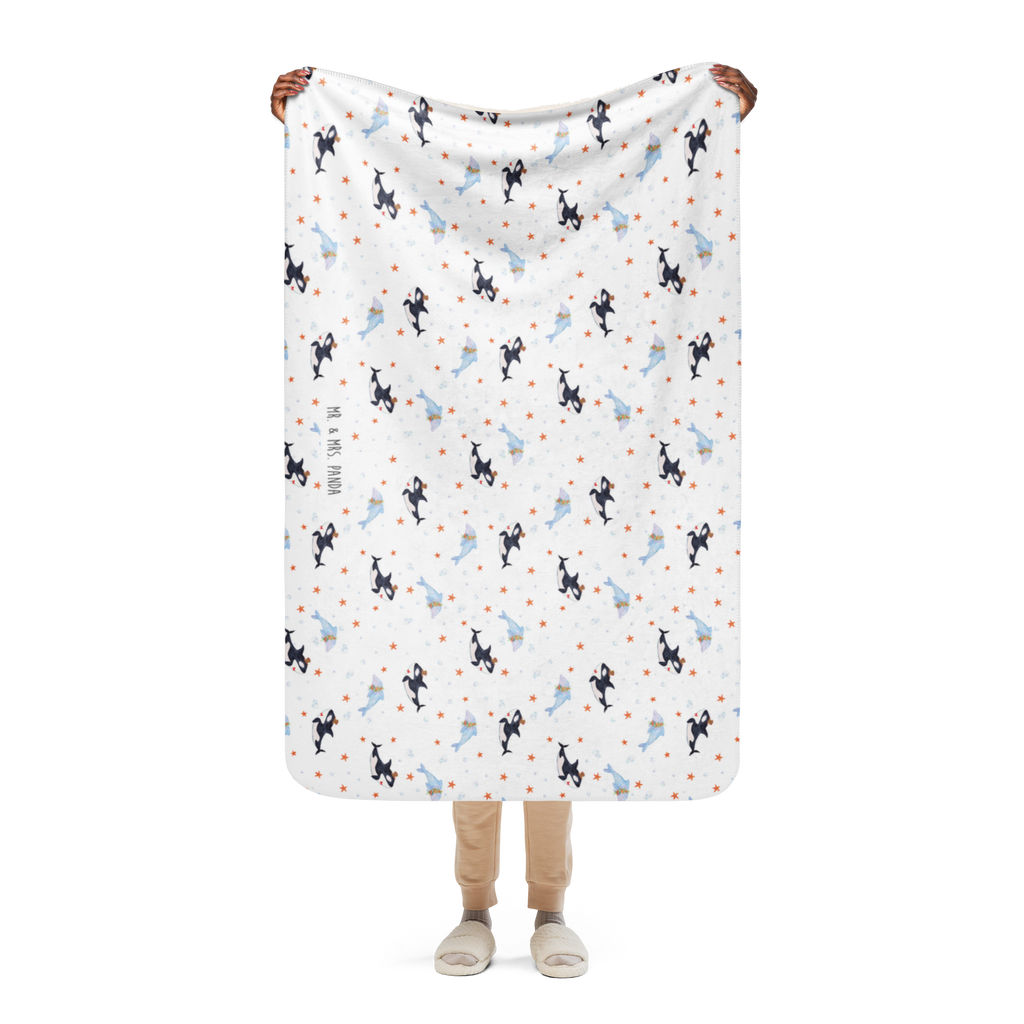 Sherpa Kuscheldecke Orca Zylinder Meerestiere, Meer, Urlaub, Narwal, Glitter, Konfetti, Glitzer, Geburtstag, Feier, Fete, Fest, Glückwunsch, Orca