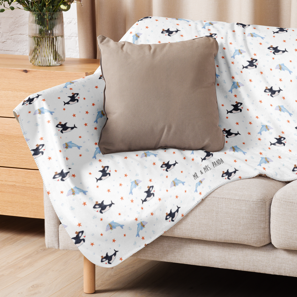 Sherpa Kuscheldecke Orca Zylinder Meerestiere, Meer, Urlaub, Narwal, Glitter, Konfetti, Glitzer, Geburtstag, Feier, Fete, Fest, Glückwunsch, Orca