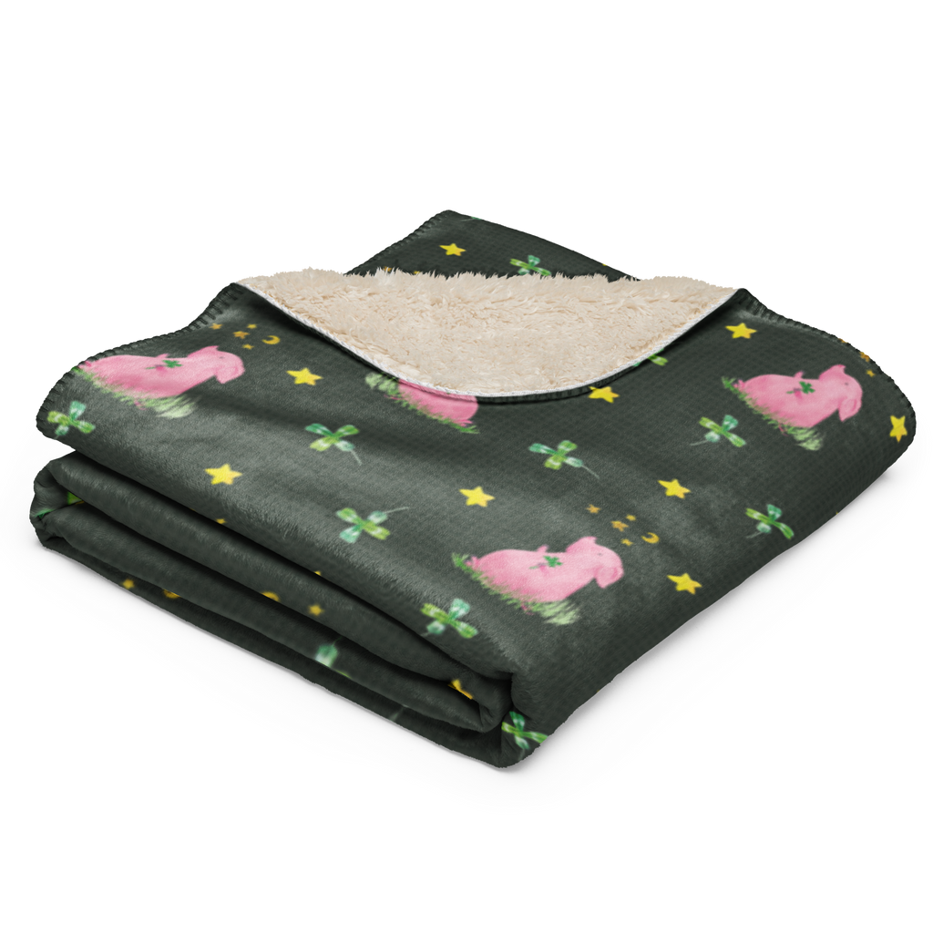 Sherpa Kuscheldecke Glücksschwein Tiermotive, Gute Laune, lustige Sprüche, Tiere, Glücksschwein. Glück, Schwein, Schweinchen, Sterne, Sernchen, Ziele, Träume, Motivation, Glücksbringer