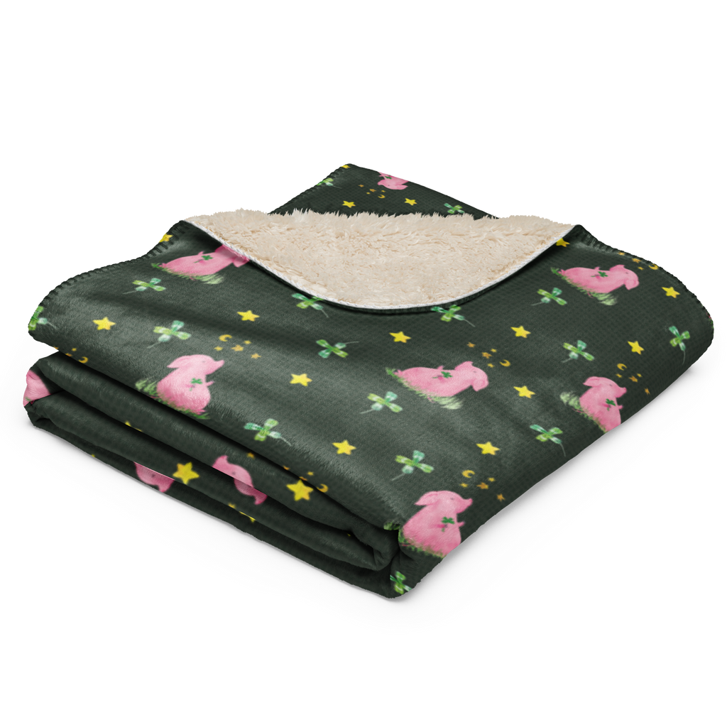 Sherpa Kuscheldecke Glücksschwein Tiermotive, Gute Laune, lustige Sprüche, Tiere, Glücksschwein. Glück, Schwein, Schweinchen, Sterne, Sernchen, Ziele, Träume, Motivation, Glücksbringer