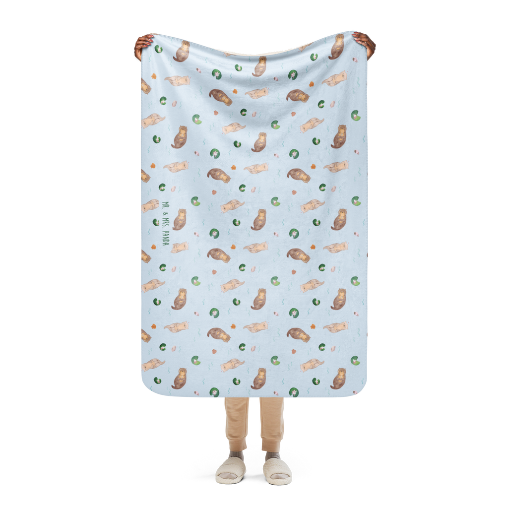 Sherpa Kuscheldecke Otter mit Muschelmedaillon Otter, Fischotter, Seeotter, Otterliebe, grübeln, träumen, Motivation, Tagträumen, Büro