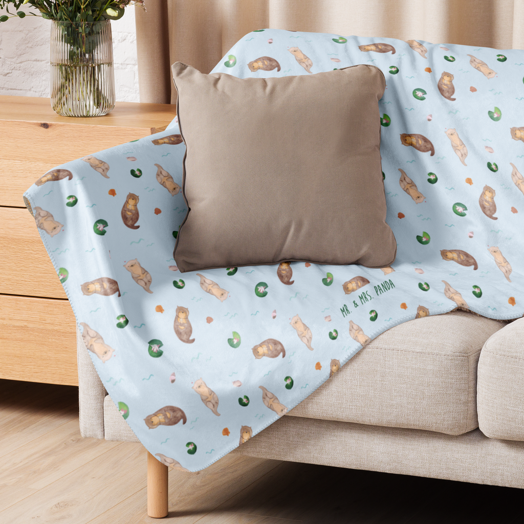 Sherpa Kuscheldecke Otter mit Muschelmedaillon Otter, Fischotter, Seeotter, Otterliebe, grübeln, träumen, Motivation, Tagträumen, Büro