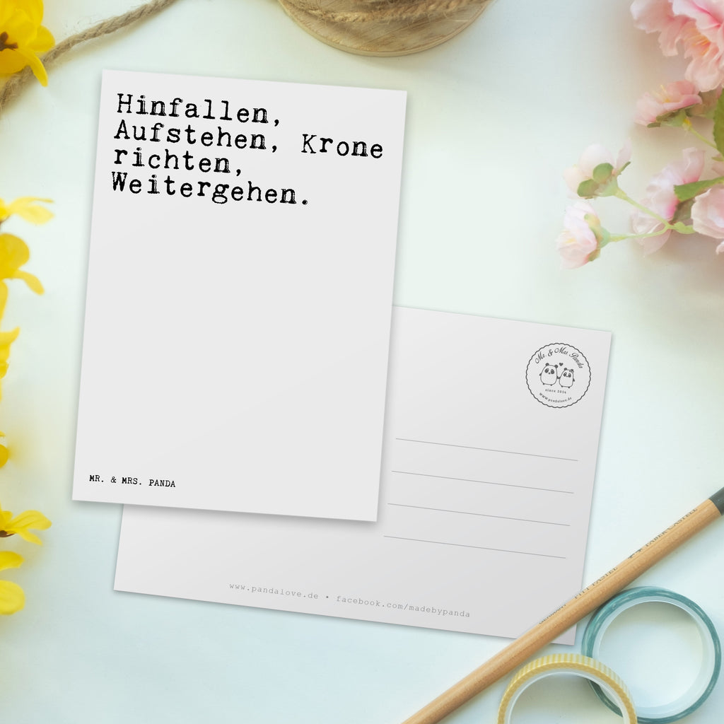 Postkarte Sprüche und Zitate Hinfallen, Aufstehen, Krone richten, Weitergehen. Geschenkkarte, Grußkarte, Karte, Einladung, Ansichtskarte, Geburtstagskarte, Einladungskarte, Dankeskarte, Spruch, Sprüche, lustig, Weisheiten, Zitate, Spruch Sprüche Weisheiten Zitate Lustig Weisheit Worte