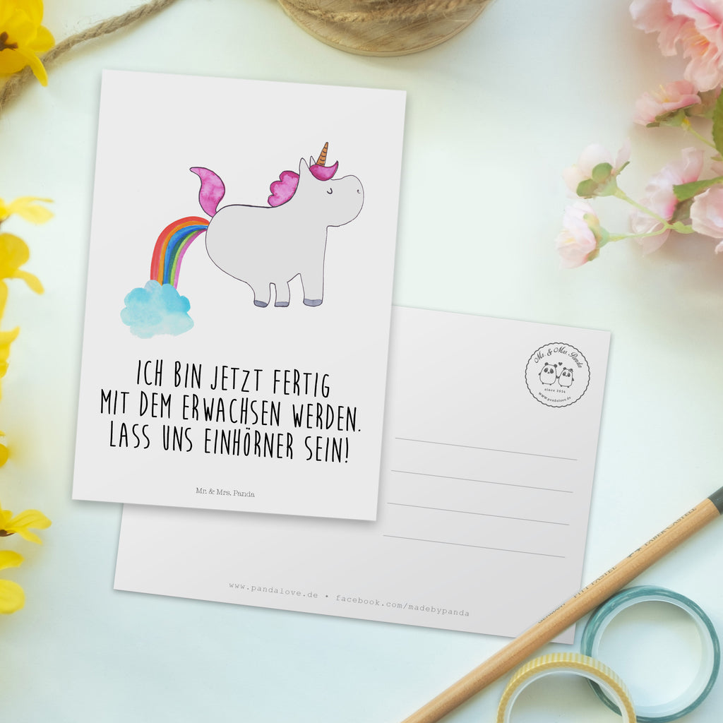 Postkarte Einhorn Pupsend Geschenkkarte, Grußkarte, Karte, Einladung, Ansichtskarte, Geburtstagskarte, Einladungskarte, Dankeskarte, Einhorn, Einhörner, Einhorn Deko, Pegasus, Unicorn, Pups, Regenbogen, Glitzer, Einhornpower, Erwachsenwerden, Spaß, lustig, Freundin