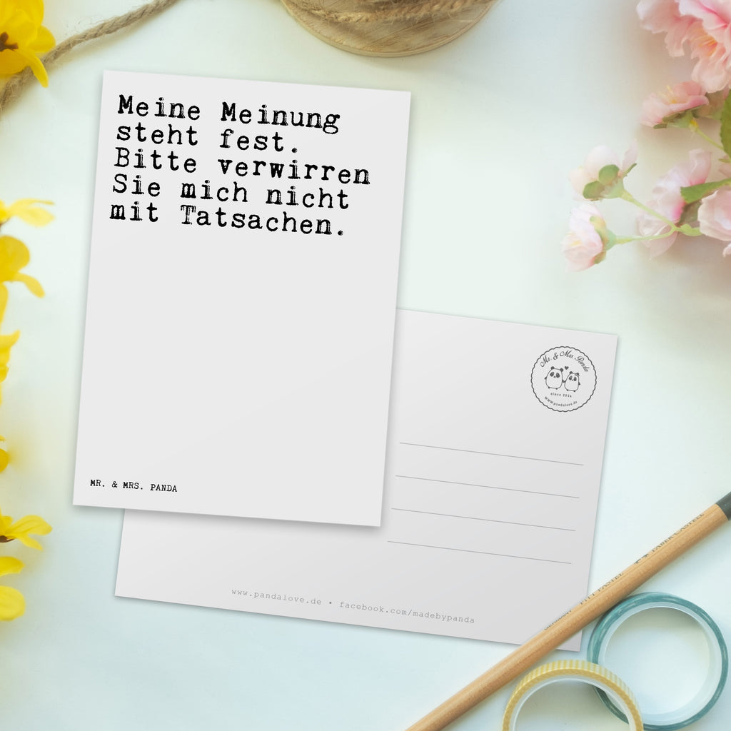 Postkarte Sprüche und Zitate Meine Meinung steht fest. Bitte verwirren Sie mich nicht mit Tatsachen. Geschenkkarte, Grußkarte, Karte, Einladung, Ansichtskarte, Geburtstagskarte, Einladungskarte, Dankeskarte, Spruch, Sprüche, lustig, Weisheiten, Zitate, Spruch Sprüche Weisheiten Zitate Lustig Weisheit Worte