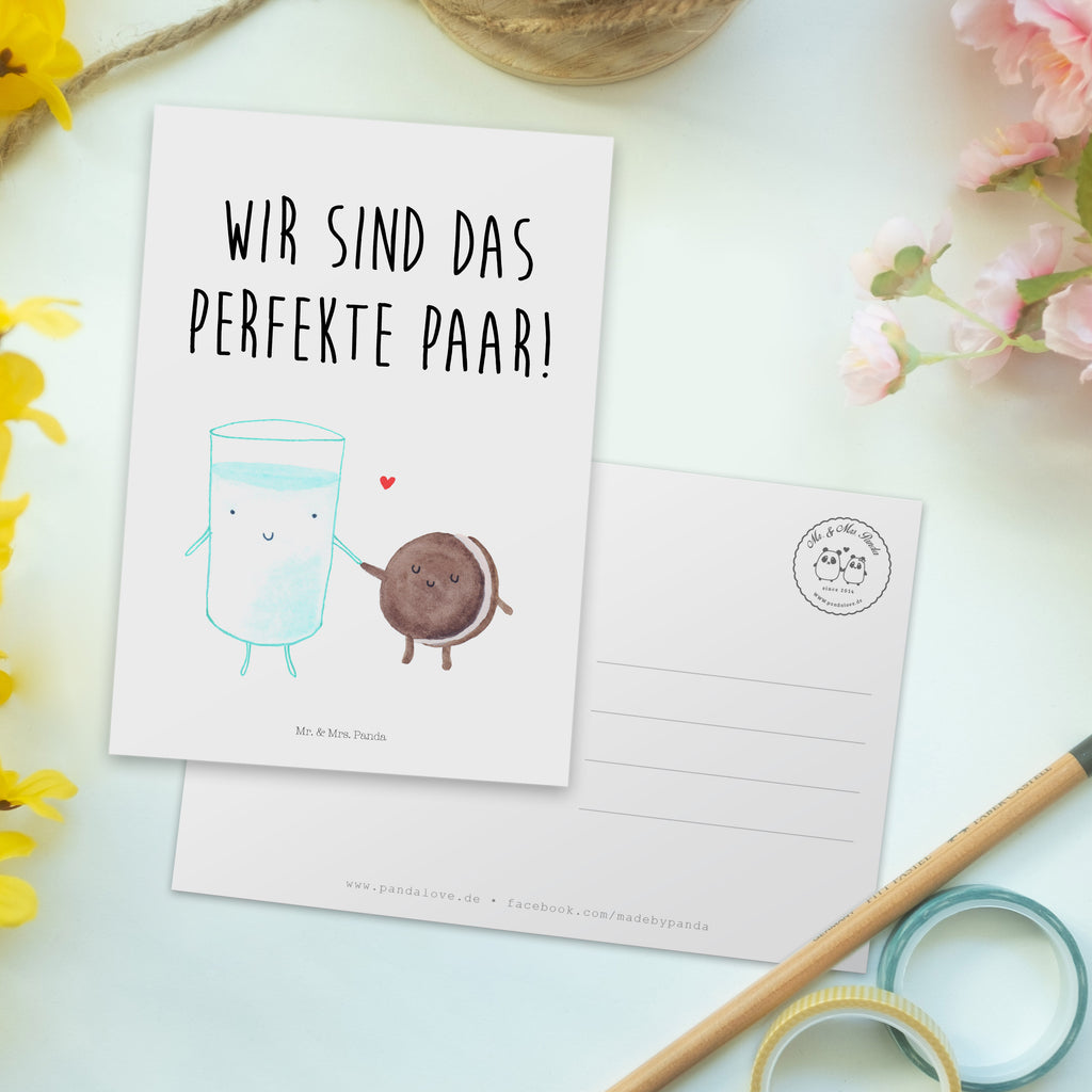 Postkarte Milch & Keks Geschenkkarte, Grußkarte, Karte, Einladung, Ansichtskarte, Geburtstagskarte, Einladungskarte, Dankeskarte, Tiermotive, Gute Laune, lustige Sprüche, Tiere, Milk, Cookie, Milch, Keks, Kekse, Kaffee, Einladung Frühstück, Motiv süß, romantisch, perfektes Paar