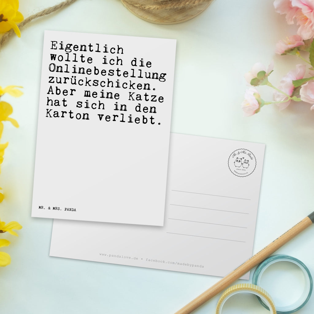 Postkarte Sprüche und Zitate Eigentlich wollte ich die Onlinebestellung zurückschicken. Aber meine Katze hat sich in den Karton verliebt. Geschenkkarte, Grußkarte, Karte, Einladung, Ansichtskarte, Geburtstagskarte, Einladungskarte, Dankeskarte, Spruch, Sprüche, lustig, Weisheiten, Zitate, Spruch Sprüche Weisheiten Zitate Lustig Weisheit Worte