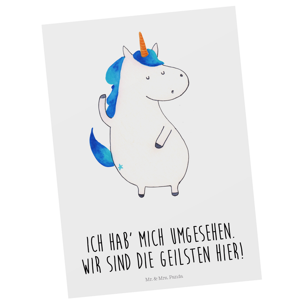 Postkarte Einhorn Mann Geschenkkarte, Grußkarte, Karte, Einladung, Ansichtskarte, Geburtstagskarte, Einladungskarte, Dankeskarte, Einhorn, Einhörner, Einhorn Deko, Pegasus, Unicorn, cool, Mann, Freundin, Familie, bester Freund, BFF, Party, hübsch, beste
