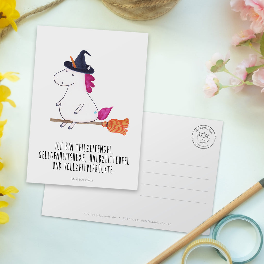 Postkarte Einhorn Hexe Geschenkkarte, Grußkarte, Karte, Einladung, Ansichtskarte, Geburtstagskarte, Einladungskarte, Dankeskarte, Einhorn, Einhörner, Einhorn Deko, Pegasus, Unicorn, Frau, Ehefrau, Hexe, Teufel, Engel, Verrückte, Freundin, Leben, Zicke