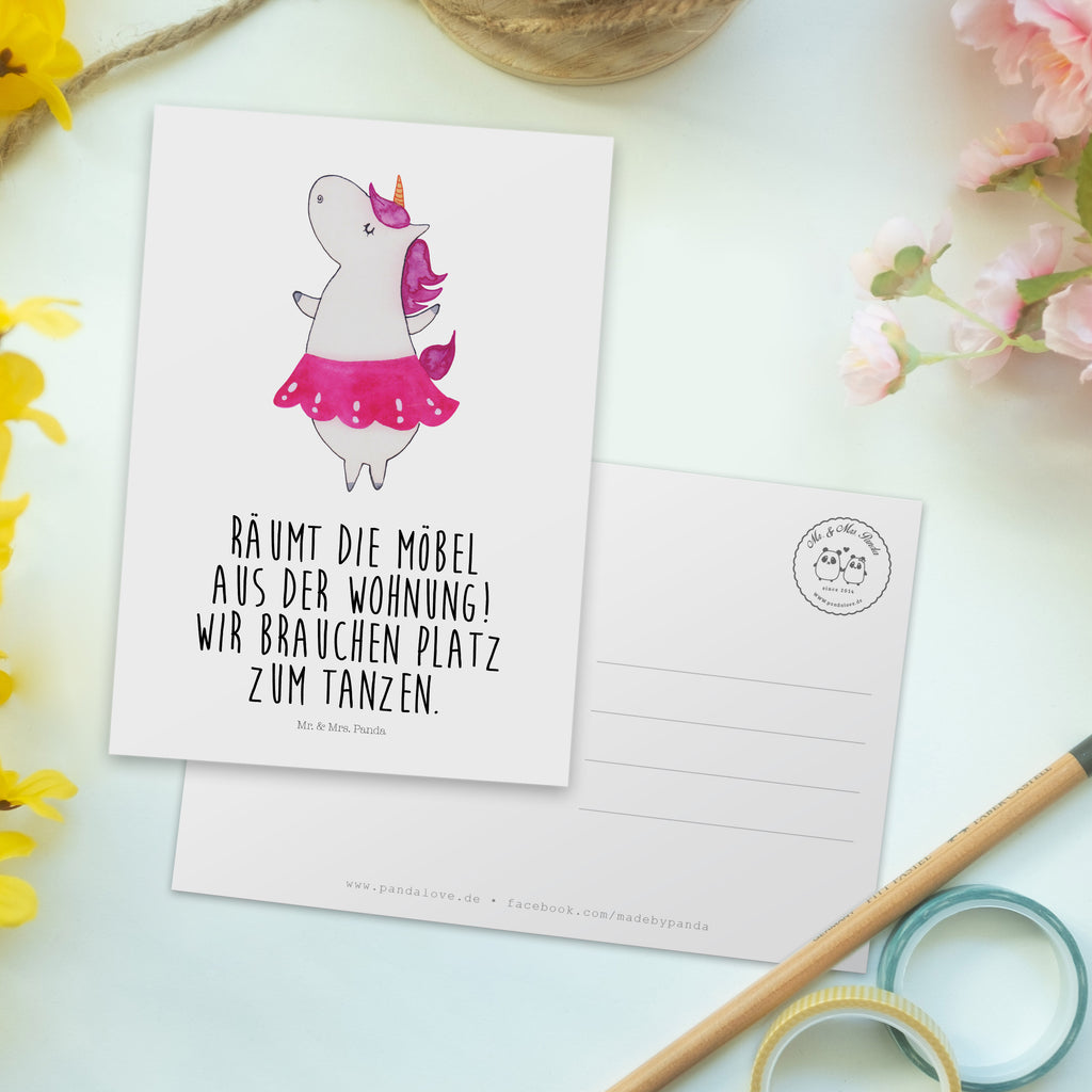 Postkarte Einhorn Ballerina Geschenkkarte, Grußkarte, Karte, Einladung, Ansichtskarte, Geburtstagskarte, Einladungskarte, Dankeskarte, Einhorn, Einhörner, Einhorn Deko, Pegasus, Unicorn, Tanzen, Ballerina, Party, Wohnung, Spaß, Feiern, Geburtstag, Tänzerin, Lebenslust, Lebensfreude