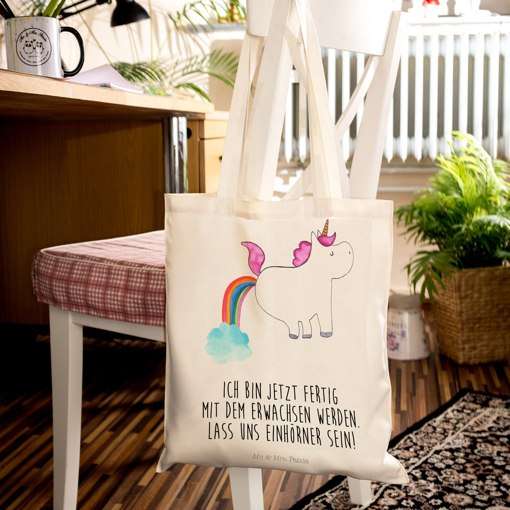 Tragetasche Einhorn Pupsend Beuteltasche, Beutel, Einkaufstasche, Jutebeutel, Stoffbeutel, Einhorn, Einhörner, Einhorn Deko, Pegasus, Unicorn, Pups, Regenbogen, Glitzer, Einhornpower, Erwachsenwerden, Spaß, lustig, Freundin