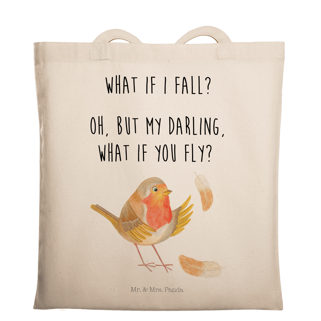 Tragetasche Rotkehlchen mit Federn Beuteltasche, Beutel, Einkaufstasche, Jutebeutel, Stoffbeutel, Tiermotive, Gute Laune, lustige Sprüche, Tiere, What if i fall, Rotkehlchen, Spruch Motivation, Spruch Mut, Vogel, Motivation Sprüche, Motivationsbilder, fliegen
