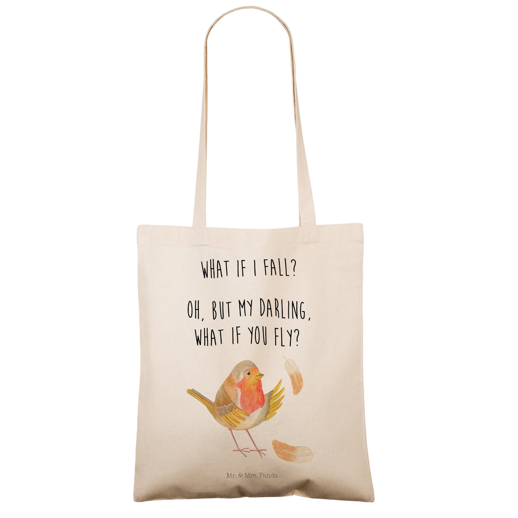 Tragetasche Rotkehlchen mit Federn Beuteltasche, Beutel, Einkaufstasche, Jutebeutel, Stoffbeutel, Tiermotive, Gute Laune, lustige Sprüche, Tiere, What if i fall, Rotkehlchen, Spruch Motivation, Spruch Mut, Vogel, Motivation Sprüche, Motivationsbilder, fliegen