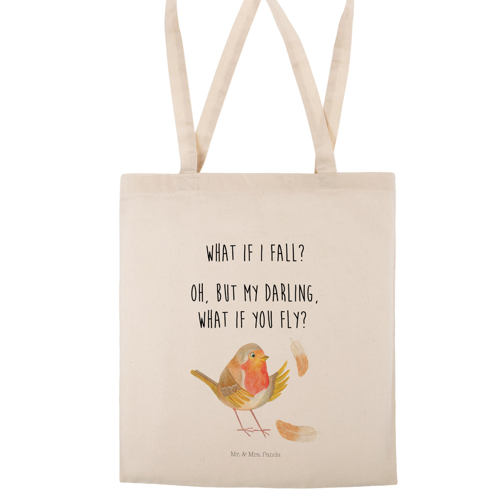 Tragetasche Rotkehlchen mit Federn Beuteltasche, Beutel, Einkaufstasche, Jutebeutel, Stoffbeutel, Tiermotive, Gute Laune, lustige Sprüche, Tiere, What if i fall, Rotkehlchen, Spruch Motivation, Spruch Mut, Vogel, Motivation Sprüche, Motivationsbilder, fliegen