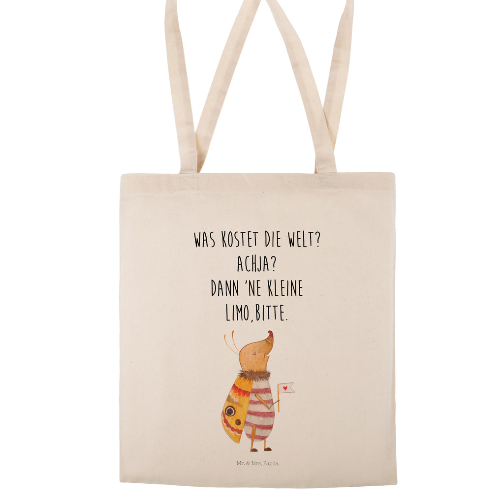 Tragetasche Nachtfalter mit Fähnchen Beuteltasche, Beutel, Einkaufstasche, Jutebeutel, Stoffbeutel, Tiermotive, Gute Laune, lustige Sprüche, Tiere, Nachtfalter, Käfer, Spruch lustig, Spruch witzig, süß, niedlich, Küche Deko, Was kostet die Welt