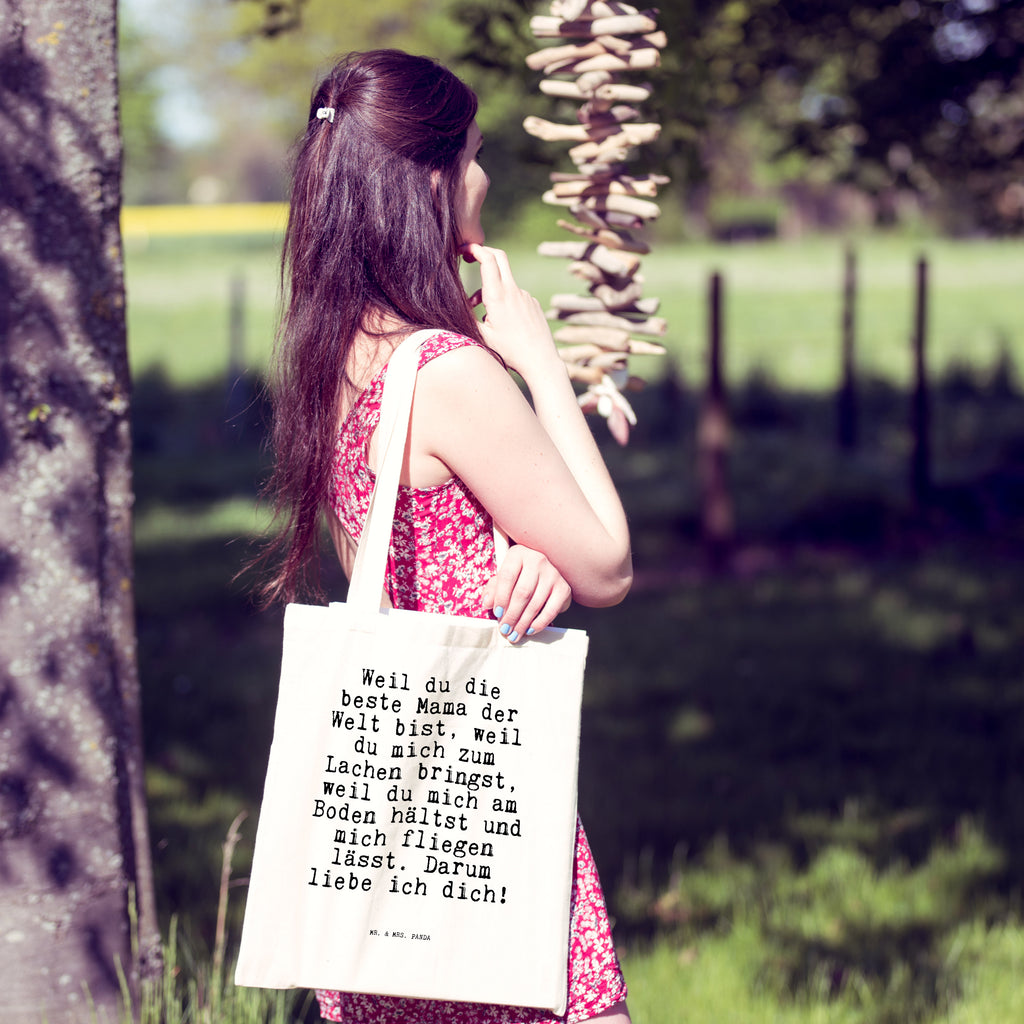 Tragetasche Sprüche und Zitate Weil du die beste Mama der Welt bist, weil du mich zum Lachen bringst, weil du mich am Boden hältst und mich fliegen lässt. Darum liebe ich dich! Beuteltasche, Beutel, Einkaufstasche, Jutebeutel, Stoffbeutel, Spruch, Sprüche, lustig, Weisheiten, Zitate, Spruch Sprüche Weisheiten Zitate Lustig Weisheit Worte