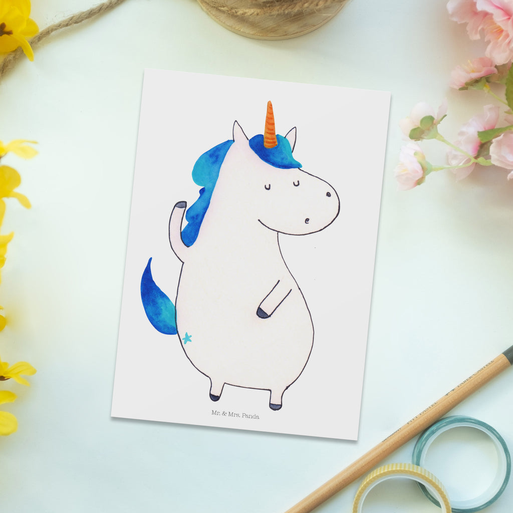 Postkarte Einhorn Mann Geschenkkarte, Grußkarte, Karte, Einladung, Ansichtskarte, Geburtstagskarte, Einladungskarte, Dankeskarte, Einhorn, Einhörner, Einhorn Deko, Pegasus, Unicorn, cool, Mann, Freundin, Familie, bester Freund, BFF, Party, hübsch, beste