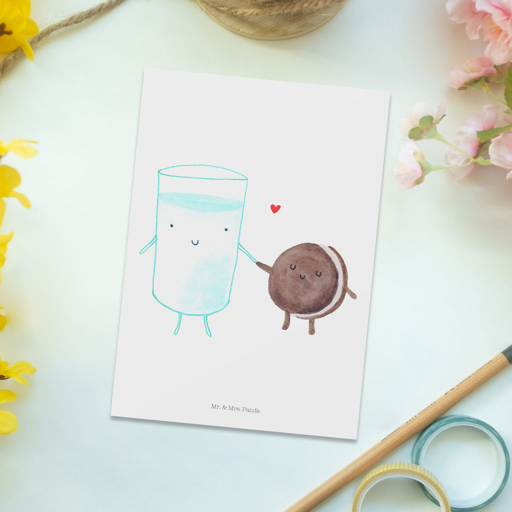 Postkarte Milch & Keks Geschenkkarte, Grußkarte, Karte, Einladung, Ansichtskarte, Geburtstagskarte, Einladungskarte, Dankeskarte, Tiermotive, Gute Laune, lustige Sprüche, Tiere, Milk, Cookie, Milch, Keks, Kekse, Kaffee, Einladung Frühstück, Motiv süß, romantisch, perfektes Paar