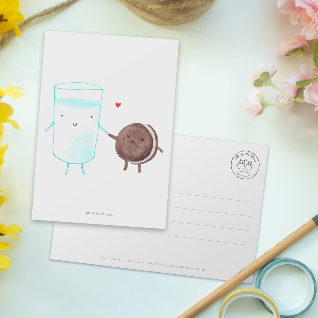 Postkarte Milch & Keks Geschenkkarte, Grußkarte, Karte, Einladung, Ansichtskarte, Geburtstagskarte, Einladungskarte, Dankeskarte, Tiermotive, Gute Laune, lustige Sprüche, Tiere, Milk, Cookie, Milch, Keks, Kekse, Kaffee, Einladung Frühstück, Motiv süß, romantisch, perfektes Paar