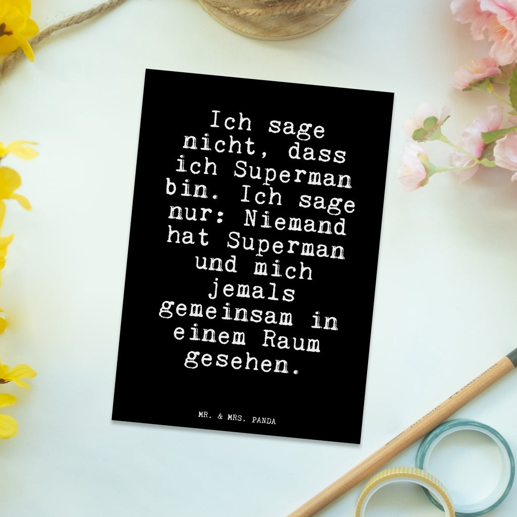 Postkarte Fun Talk Ich sage nicht, dass ich Superman bin. Ich sage nur: Niemand hat Superman und mich jemals gemeinsam in einem Raum gesehen. Geschenkkarte, Grußkarte, Karte, Einladung, Ansichtskarte, Geburtstagskarte, Einladungskarte, Dankeskarte, Spruch, Sprüche, lustig, Weisheiten, Zitate, Glizer Spruch Sprüche Weisheiten Zitate Lustig Weisheit Worte