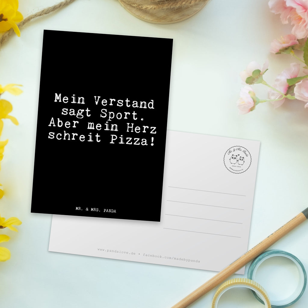 Postkarte Fun Talk Mein Verstand sagt Sport. Aber mein Herz schreit Pizza! Geschenkkarte, Grußkarte, Karte, Einladung, Ansichtskarte, Geburtstagskarte, Einladungskarte, Dankeskarte, Spruch, Sprüche, lustig, Weisheiten, Zitate, Glizer Spruch Sprüche Weisheiten Zitate Lustig Weisheit Worte